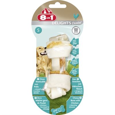 Dental Delights S. Косточка для чистки зубов с мясом S (11см). 8in1 (8в1)